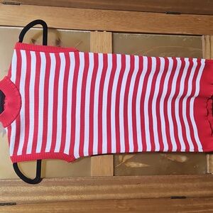 Vintage 70s Ribbed Red and White Sleeveless Fitted Tank Top